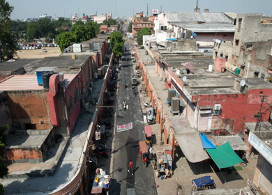 An Aerial Shot of Bapu Bazar at Jaipur, Rajashthan,India