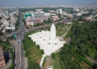 An Aerial Shot of Birla Mandir at Jaipur in Rajasthan,India