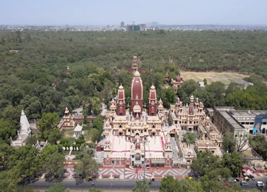 An Aerial Shot of Birla Mandir at New Delhi in India