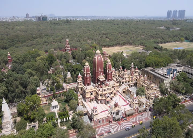 An Aerial Shot of Birla Mandir at New Delhi in India