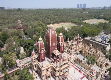 An Aerial Shot of Birla Mandir at New Delhi in India