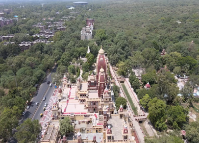 An Aerial Shot of Birla Mandir at New Delhi in India