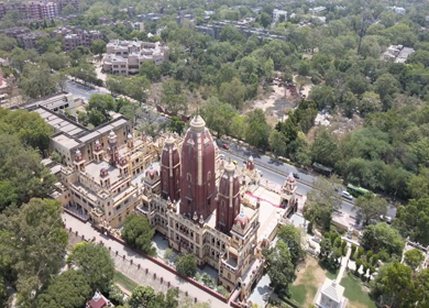 An Aerial Shot of Birla Mandir at New Delhi in India