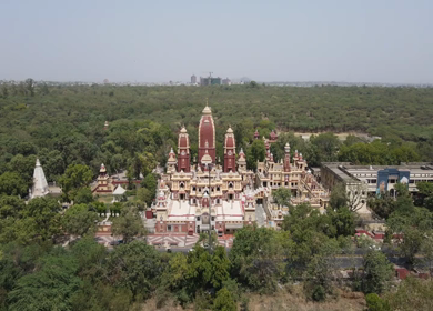 An Aerial Shot of Birla Mandir at New Delhi in India