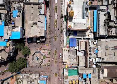 An Aerial Shot of Chandni Chowk Market at Delhi,India