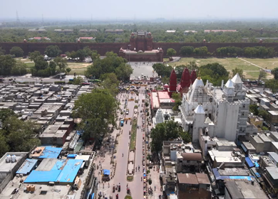 An Aerial Shot of Chandni Chowk Market at Delhi,India