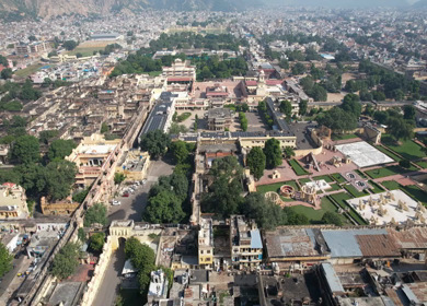 An Aerial Shot of City Palace and Jantar Mantar at Jaipur,Rajasthan,India 