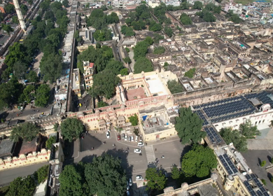 An Aerial Shot of City Palace at Jaipur in Rajasthan,India