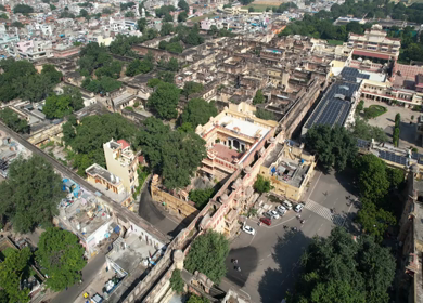 An Aerial Shot of City Palace at Jaipur in Rajasthan,India