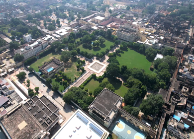 An Aerial Shot of City Palace at Jaipur in Rajasthan,India