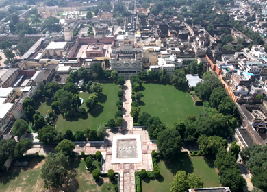 An Aerial Shot of City Palace at Jaipur in Rajasthan,India