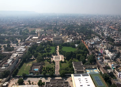 An Aerial Shot of City Palace at Jaipur in Rajasthan,India