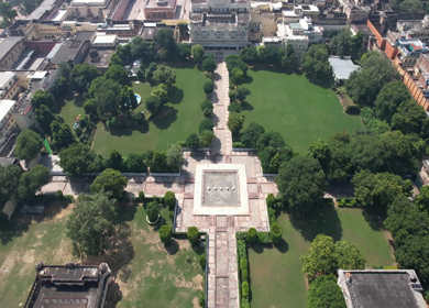 An Aerial Shot of City Palace at Jaipur in Rajasthan,India