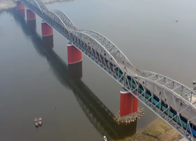 An Aerial shot of Ganga Ghat at Ganga River at Varansi,Banaras, Uttar Pradesh,India