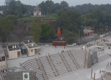 An Aerial shot of Ganga Ghat at Ganga River at Varansi,Banaras, Uttar Pradesh,India