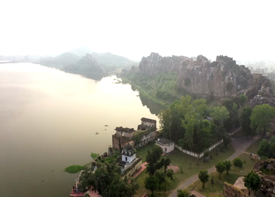 An Aerial Shot of Gwalior Fort at Gwalior, Madhya Pradesh, India