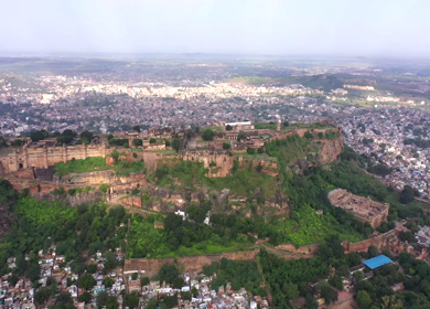 An Aerial Shot of Gwalior Fort at Gwalior Madhya Pradesh India