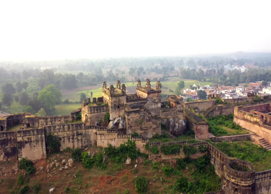 An Aerial Shot of Gwalior Fort at Gwalior, Madhya Pradesh, India