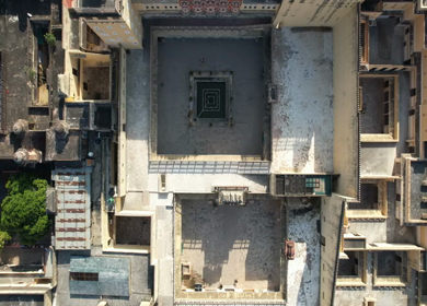 An Aerial Shot of Hawa Mahal at Jaipur in Rajasthan,India