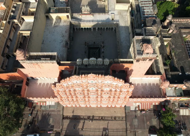 An Aerial Shot of Hawa Mahal at Jaipur in Rajasthan,India