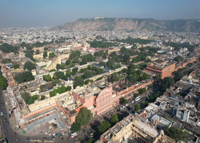 An Aerial Shot of Hawa Mahal at Jaipur in Rajasthan,India