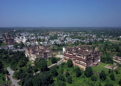 An Aerial Shot of Jahangir Mahal at Orchha, Madhya Pradesh, India