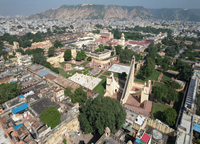 An Aerial Shot of Jantar Mantar at Jaipur in Rajasthan,India
