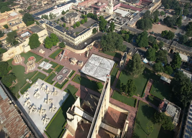 An Aerial Shot of Jantar Mantar at Jaipur in Rajasthan,India