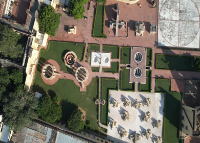 An Aerial Shot of Jantar Mantar at Jaipur in Rajasthan,India