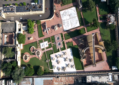 An Aerial Shot of Jantar Mantar at Jaipur in Rajasthan,India