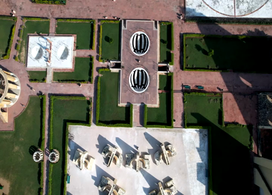 An Aerial Shot of Jantar Mantar at Jaipur in Rajasthan,India