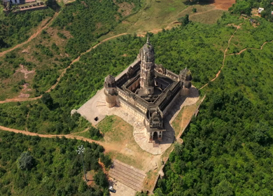 An Aerial Shot of Lakshmi Narayan Temple at Orchha, Madhya Pradesh, India