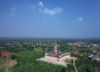 An Aerial Shot of Lakshmi Narayan Temple at Orchha, Madhya Pradesh, India