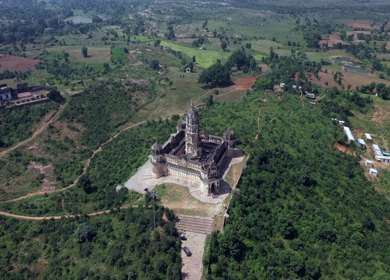 An Aerial Shot of Lakshmi Narayan Temple at Orchha, Madhya Pradesh, India