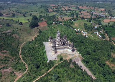 An Aerial Shot of Lakshmi Narayan Temple at Orchha, Madhya Pradesh, India