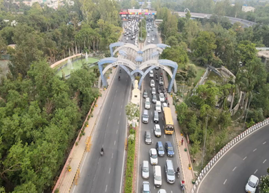 An Aerial Shot of Noida Gate,Uttar Pradesh,NCR in India