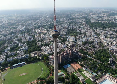 An aerial shot of Pitampura TV Tower in North Delhi,New Delhi,India