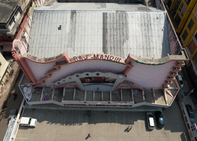 4th October 2022: An Aerial shot of Raj Mandir Theatre at Jaipur, Rajasthan,India