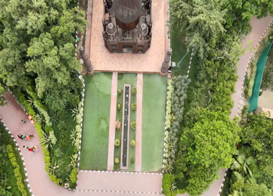 Aerial Shot of Taj Mahal at Waste to Wonder Theme Park in New Delhi,India