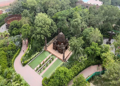 Aerial Shot of Taj Mahal at Waste to Wonder Theme Park in New Delhi,India