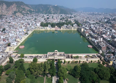 An Aerial Shot of Talkatora Lake at Jaipur, Rajasthan,India