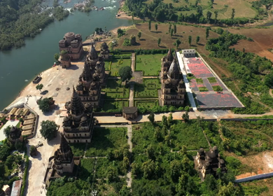 An Aerial Shot of The Royal Chhatris at Orchha, Madhya Pradesh, India