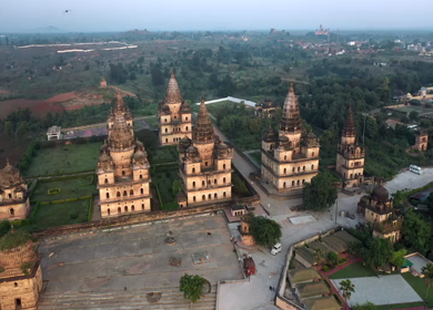 An Aerial Shot of The Royal Chhatris at Orchha, Madhya Pradesh, India