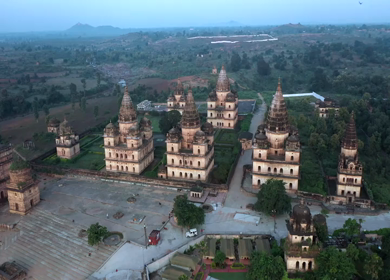 An Aerial Shot of The Royal Chhatris at Orchha, Madhya Pradesh, India
