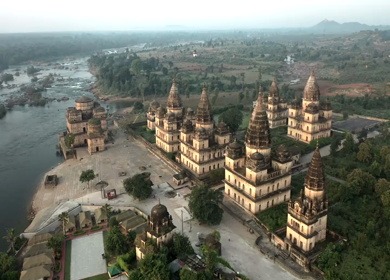 An Aerial Shot of The Royal Chhatris at Orchha, Madhya Pradesh, India