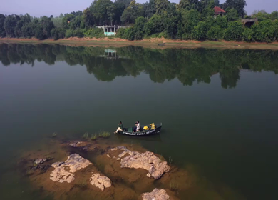 12th November 2022: An Aerial Shot of a tourist enjoying boat ride in Resort