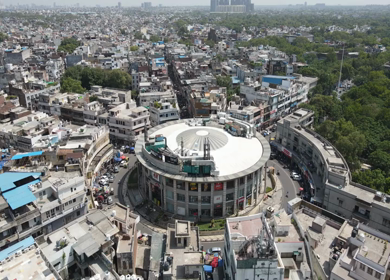 25th June 2022: An Aerial shot of Central Market at Kamla Nagar in New Delhi,India