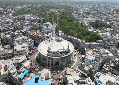 25th June 2022: An Aerial shot of Central Market at Kamla Nagar in New Delhi,India