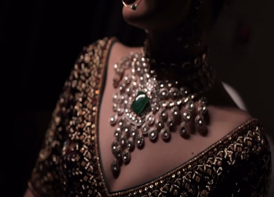 A Slow Motion Shot of an Indian Bride showing her Bridal Jewellery at her Indian Wedding in India