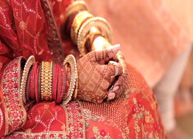 A Slow Motion Shot of an Indian Bride showing her Bridal Jewellery at her Indian Wedding in India